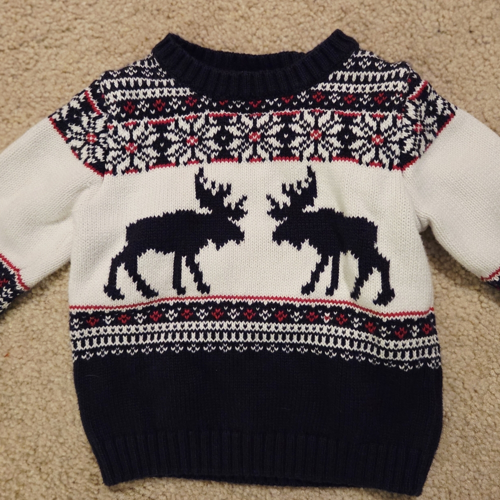 Janie and Jack Black and Red Patterned Sweater